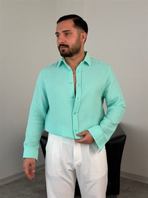 RAHAT KALIP %100 PAMUK MÜSLİN GÖMLEK MİNT YEŞİLİ