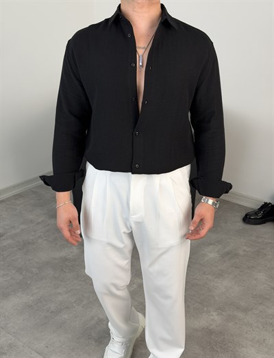 RAHAT KALIP %100 PAMUK MÜSLİN GÖMLEK SİYAH