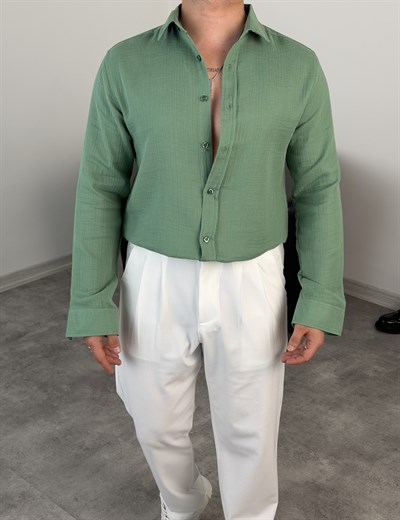 RAHAT KALIP %100 PAMUK MÜSLİN GÖMLEK YEŞİL