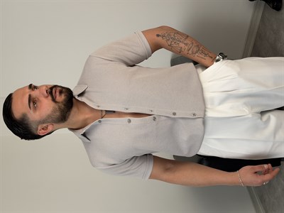 REGULAR FİT DUBLE KOL PAMUK ÖRME KISAKOL GÖMLEK GRİ