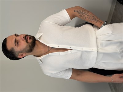 REGULAR FİT DUBLE KOL PAMUK ÖRME KISAKOL GÖMLEK BEYAZ