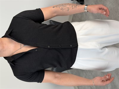 REGULAR FİT DUBLE KOL PAMUK ÖRME KISAKOL GÖMLEK SİYAH