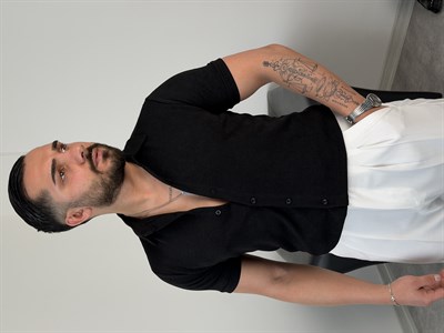 REGULAR FİT DUBLE KOL PAMUK ÖRME KISAKOL GÖMLEK SİYAH