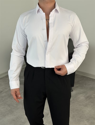 REGULAR FİT KLASİK POPLİN GÖMLEK BEYAZ