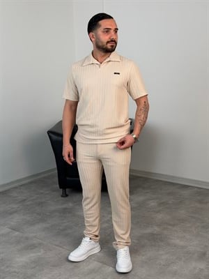REGULAR FİT YAZLIK TAKIM BEJ
