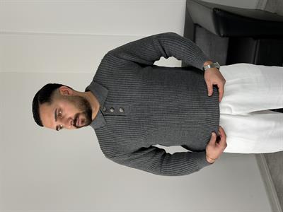 SELANİK KALIN ÖRGÜ DÜĞMELİ TRİKO POLO YAKA ANTRASİT