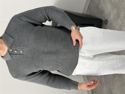 SELANİK KALIN ÖRGÜ DÜĞMELİ TRİKO POLO YAKA ANTRASİT