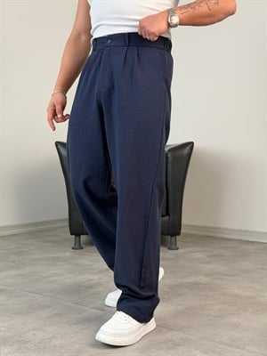SÜPER BAGGY KALIP PİLELİ BAGGY PANTOLON LACİVERT