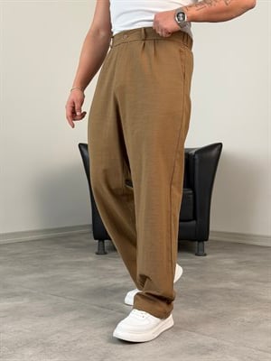 SÜPER BAGGY KALIP PİLELİ BAGGY PANTOLON ACI KAHVE