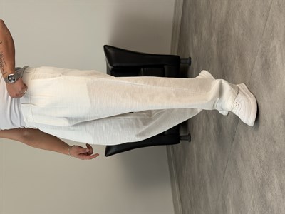 SÜPER BAGGY KALIP PİLELİ BAGGY PANTOLON BEYAZ