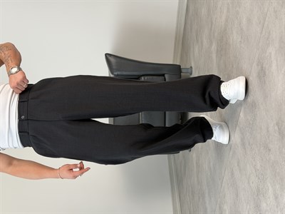 SÜPER BAGGY KALIP PİLELİ BAGGY PANTOLON SİYAH