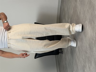 SÜPER BAGGY KALIP PİLELİ BAGGY PANTOLON BEJ