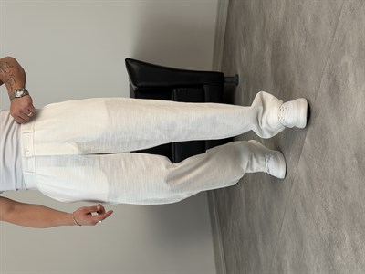 SÜPER BAGGY KALIP PİLELİ BAGGY PANTOLON BEYAZ