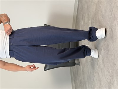 SÜPER BAGGY KALIP PİLELİ BAGGY PANTOLON LACİVERT