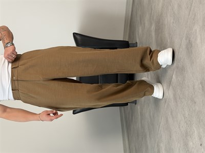 SÜPER BAGGY KALIP PİLELİ BAGGY PANTOLON ACI KAHVE