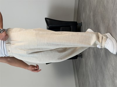 SÜPER BAGGY KALIP PİLELİ BAGGY PANTOLON BEJ