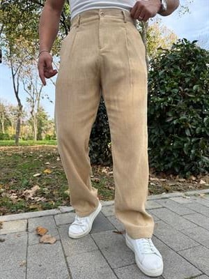 TEK PİLE HAM KADİFE BAGGY KREM