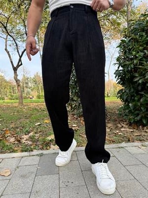 TEK PİLE HAM KADİFE BAGGY SİYAH