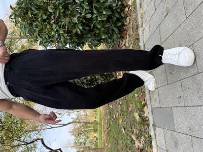 TEK PİLE HAM KADİFE BAGGY SİYAH