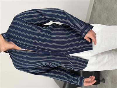 TENSEL KUMAŞ ÇİZGİLİ UZUNKOL GÖMLEK LACİVERT