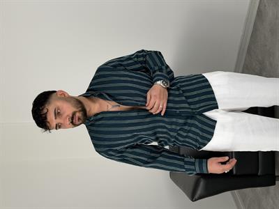 TENSEL KUMAŞ ÇİZGİLİ UZUNKOL GÖMLEK YEŞİL