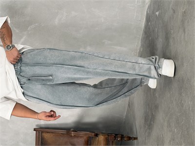 Ters Dikiş Detaylı Süper Baggy Eşofman Gri
