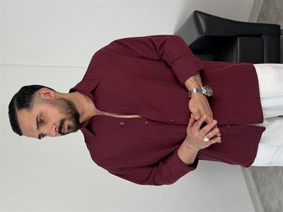 VK %100 UZUNKOL KETEN GÖMLEK MÜRDÜM