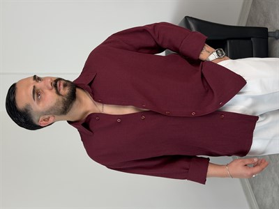 VK %100 UZUNKOL KETEN GÖMLEK MÜRDÜM