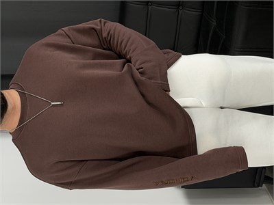 Vondra Nakış Premium Basic 3 İplik Şardonsuz Sweatshirt Acı Kahve