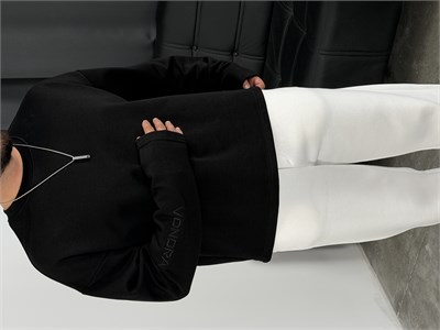 Vondra Nakış Premium Basic 3 İplik Şardonsuz Sweatshirt Siyah