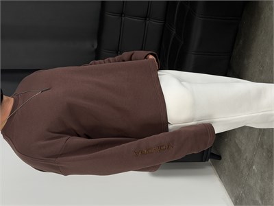 Vondra Nakış Premium Basic 3 İplik Şardonsuz Sweatshirt Acı Kahve