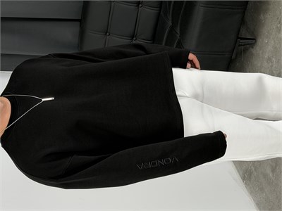 Vondra Nakış Premium Basic 3 İplik Şardonsuz Sweatshirt Siyah