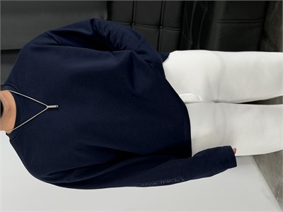 Vondra Nakış Premium Basic 3 İplik Şardonsuz Sweatshirt Lacivert