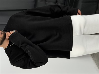 Vondra Nakış Premium Basic 3 İplik Şardonsuz Sweatshirt Siyah