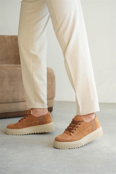 YAN ORTURTMALI KALIN TABAN AYAKKABI KAHVE