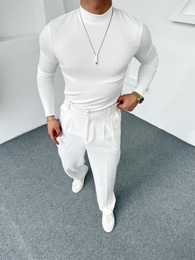 Yarım Balıkçı Crap Kumaş Sweatshirt Beyaz