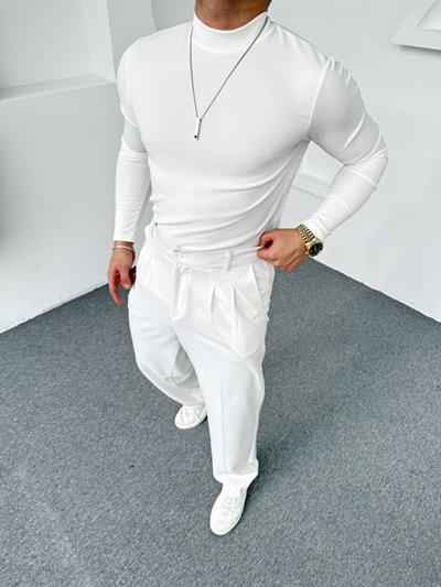 Yarım Balıkçı Crap Kumaş Sweatshirt Beyaz