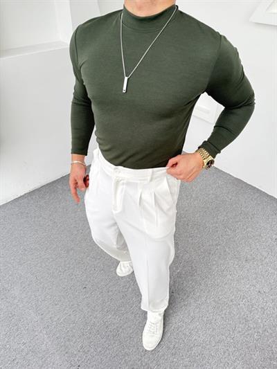 Yarım Balıkçı Crap Kumaş Sweatshirt Haki