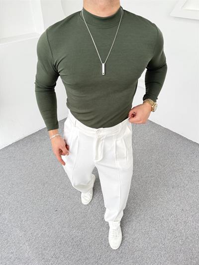 Yarım Balıkçı Crap Kumaş Sweatshirt Haki