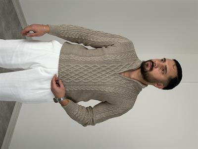 YARIM FERMUAR SAÇ ÖRGÜ PREMİUM TRİKO SWEATSHİRT BEJ