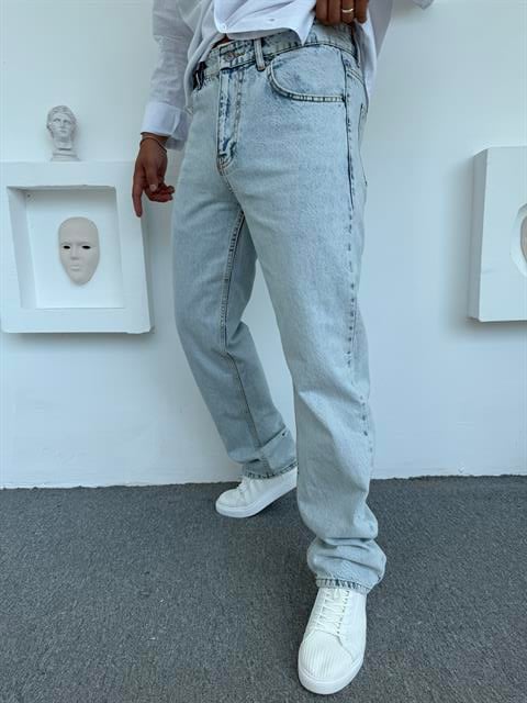 Baggy Kalıp Kot Pantolon Buz Mavi