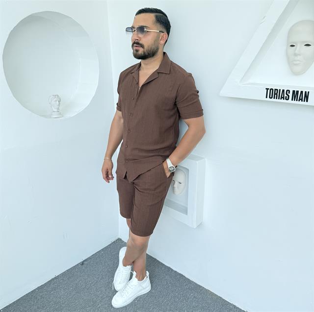 Bürümcük Şortlu Pamuk Takım Acı Kahve