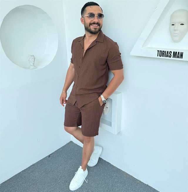 Bürümcük Şortlu Pamuk Takım Acı Kahve