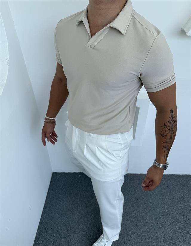 CRAP POLO YAKA TİŞÖRT KREM
