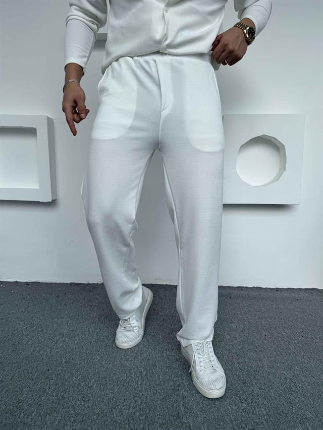 Crep Baggy Pantolon Beyaz