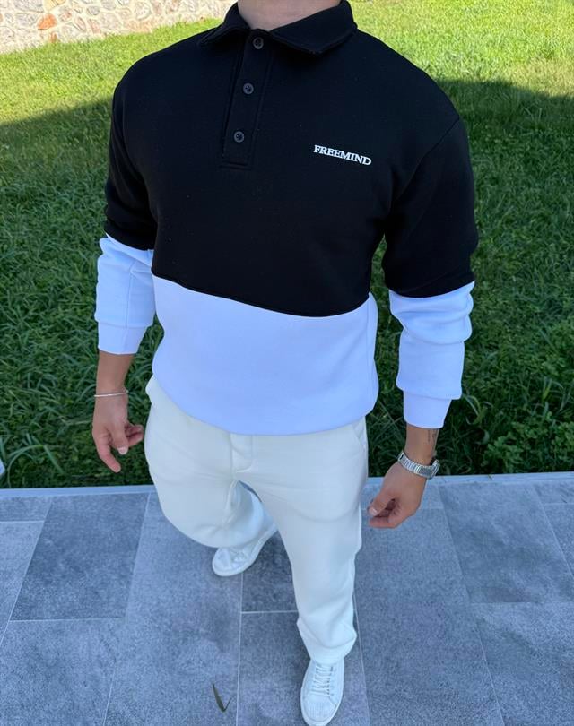 FREEMİND NAKIŞLI 3 İPLİK ŞARDONLU SWEATSHİRT SİYAH