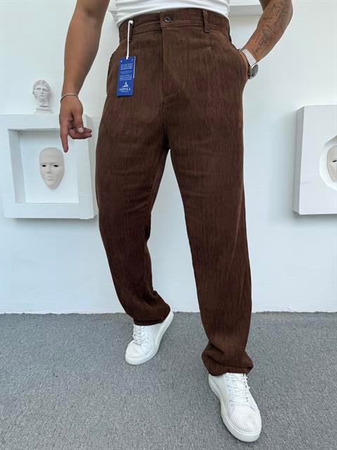 GRAMAJLI BAGGY KALIP KADİFE PANTOLON ACI KAHVE