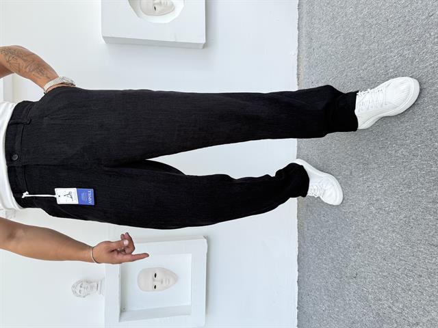 GRAMAJLI BAGGY KALIP KADİFE PANTOLON  SİYAH
