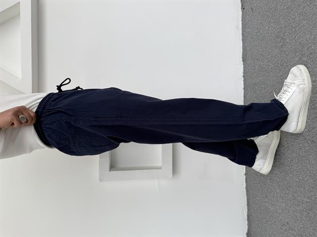 Ham Keten Pamuk Baggy Pantolon Lacivert