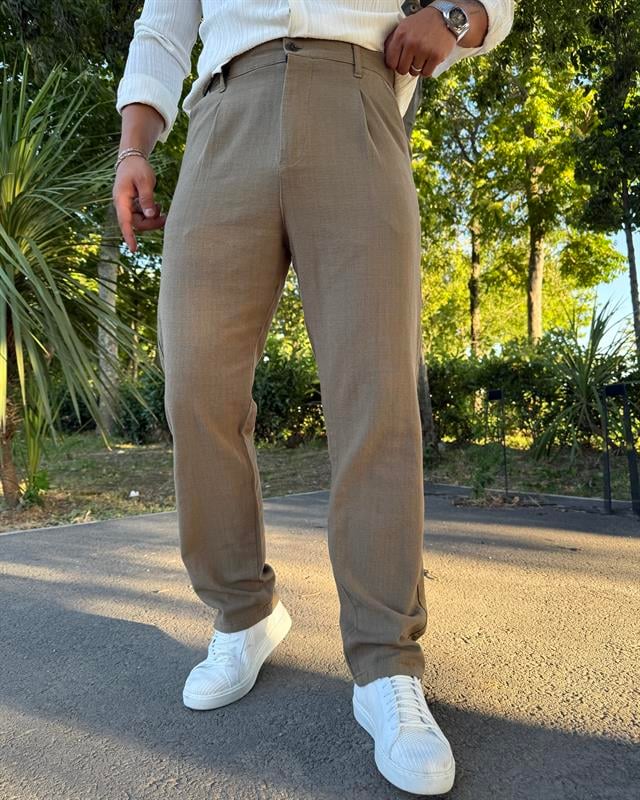 HAM KETEN PİLELİ BAGGY PANTOLON HAKİ